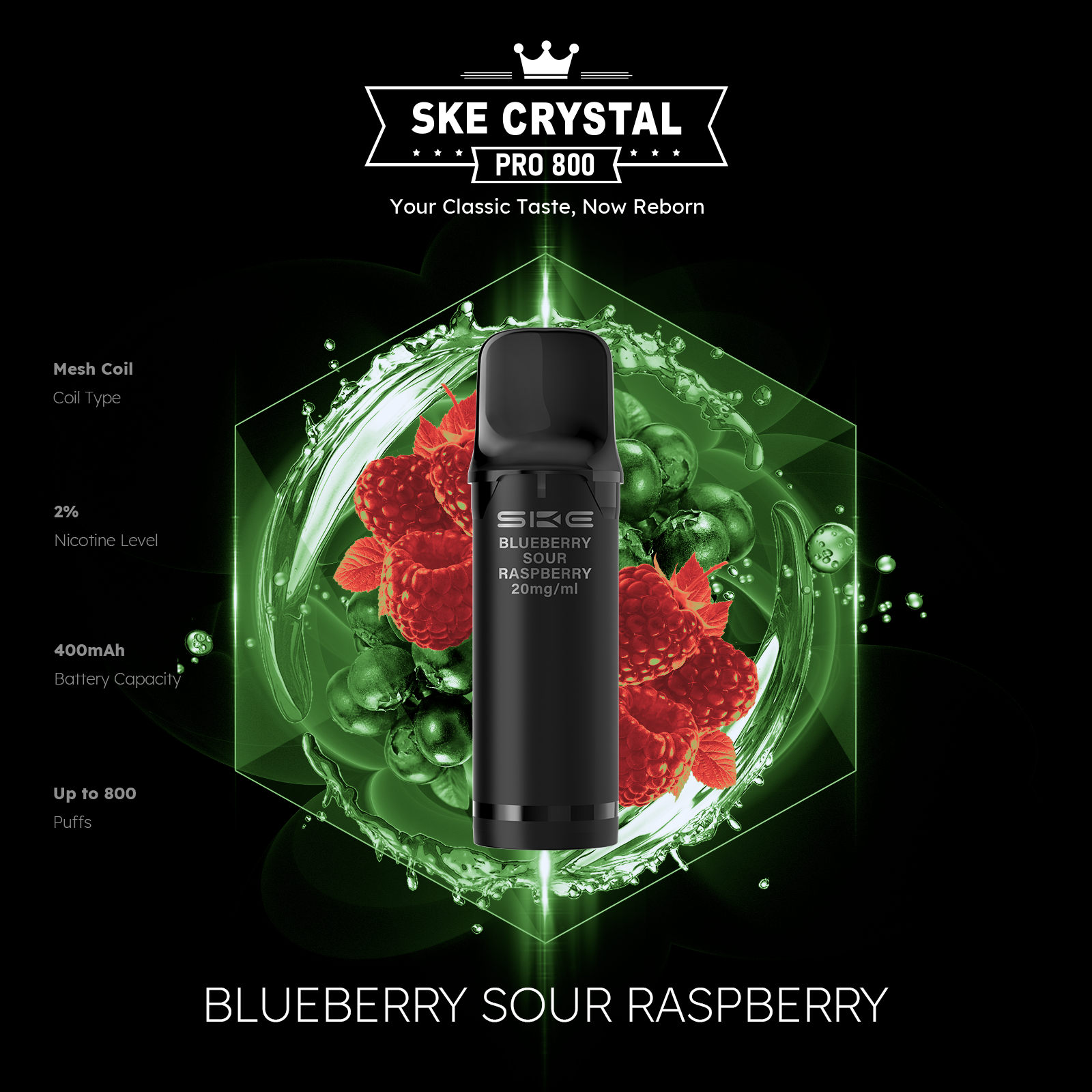 SKE Crystal Pro 800 Pods - Alle Sorten