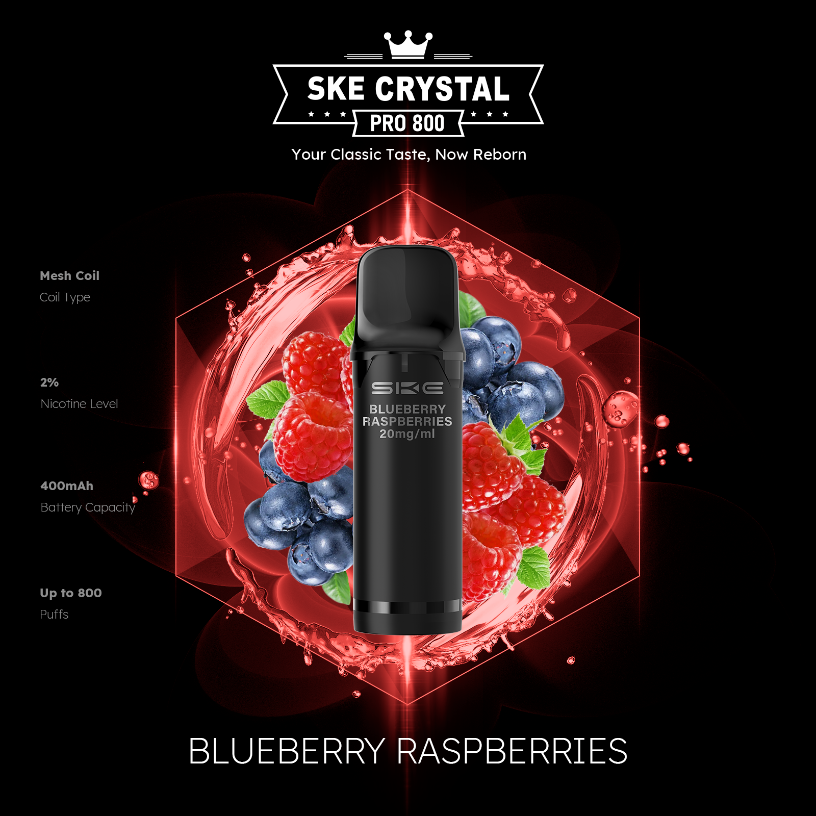 SKE Crystal Pro 800 Pods - Alle Sorten
