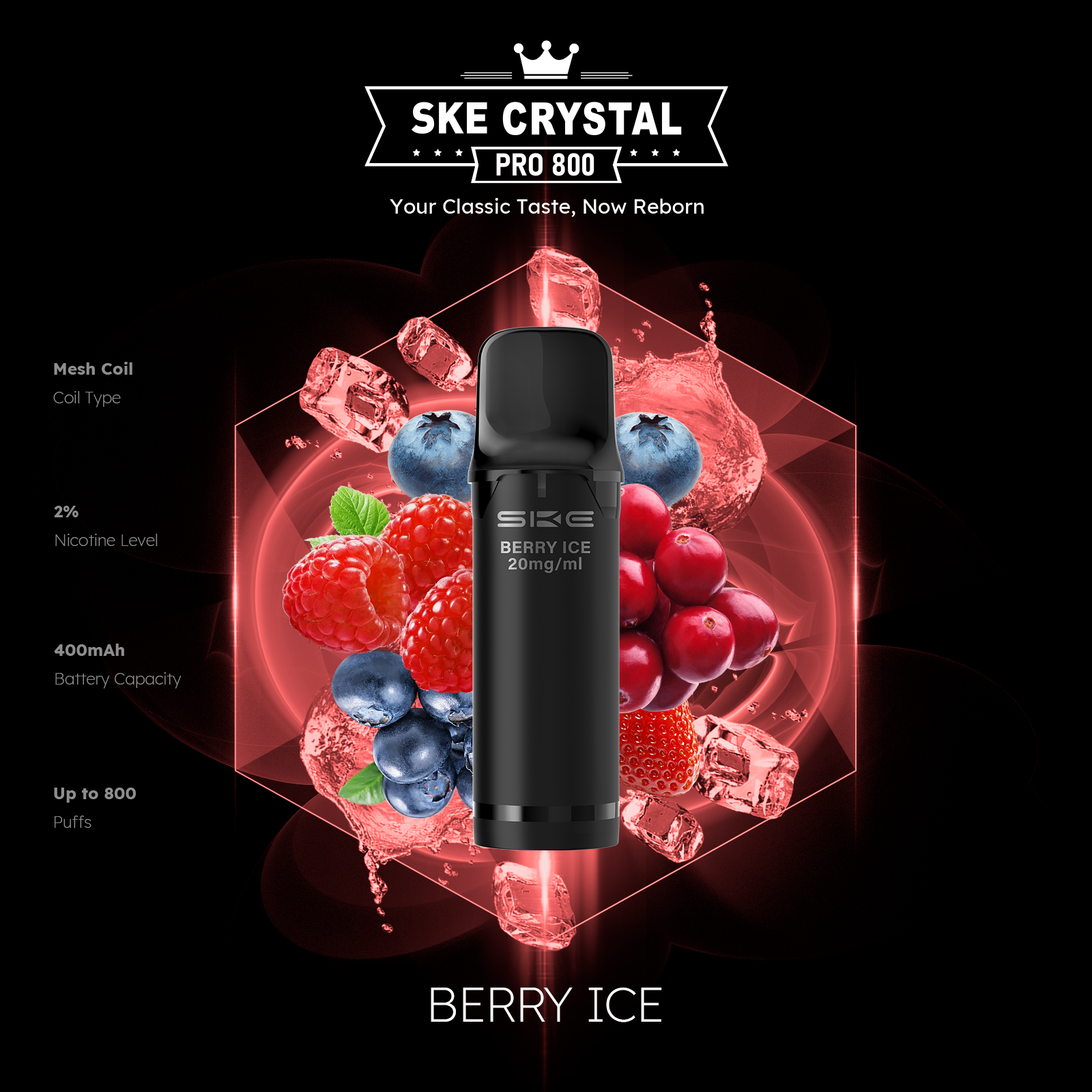 SKE Crystal Pro 800 Pods - Alle Sorten